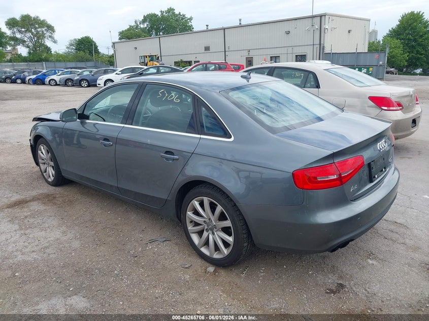 2013 Audi A4 VIN WAUFFAFL8DN046438 IAAI salvage auction — FRONT END, Salvage (Illinois), sold $1,200 on 2026-07-06 (photo 3)