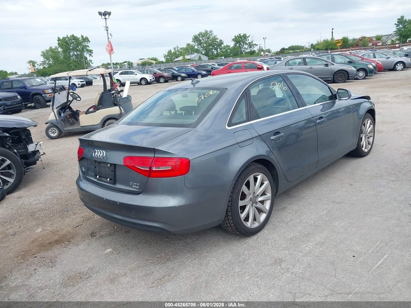 2013 Audi A4 VIN WAUFFAFL8DN046438 IAAI salvage auction — FRONT END, Salvage (Illinois), sold $1,200 on 2026-07-06 (photo 4)