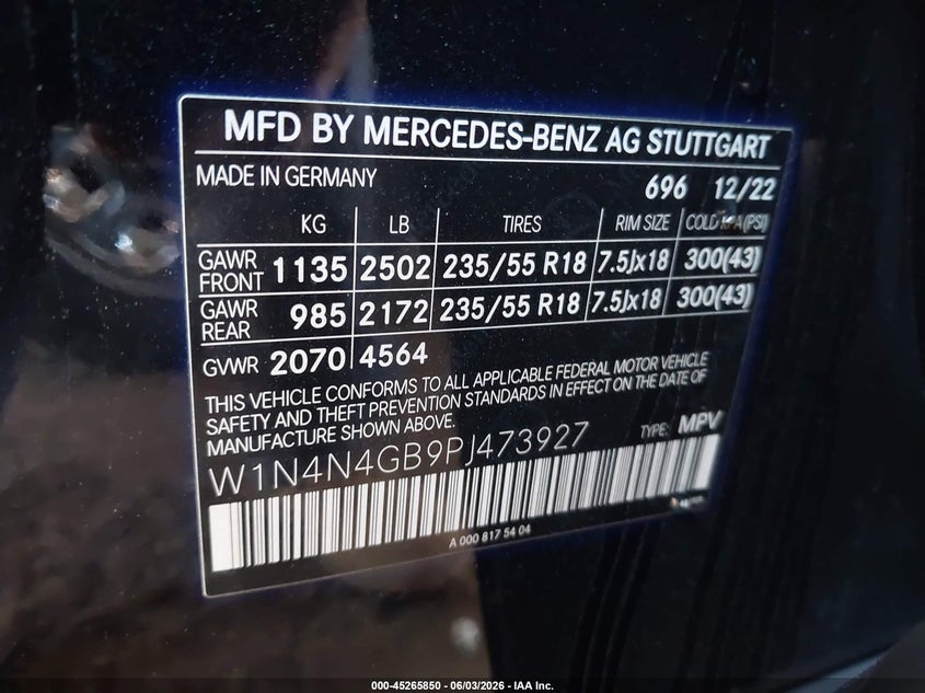 2023 Mercedes-benz Gla-klasse VIN W1N4N4GB9PJ473927 IAAI salvage auction — FRONT END, Salvage Title, sold $10,100 on 2026-07-08 (photo 9)