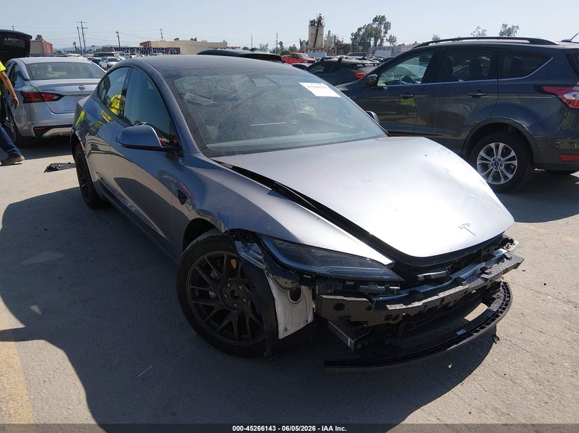 2025 Tesla Model 3 VIN 5YJ3E1EB4SF966676 IAAI salvage auction — LEFT FRONT, Salvage Title, sold $12,700 on 2026-07-09 (photo 1)
