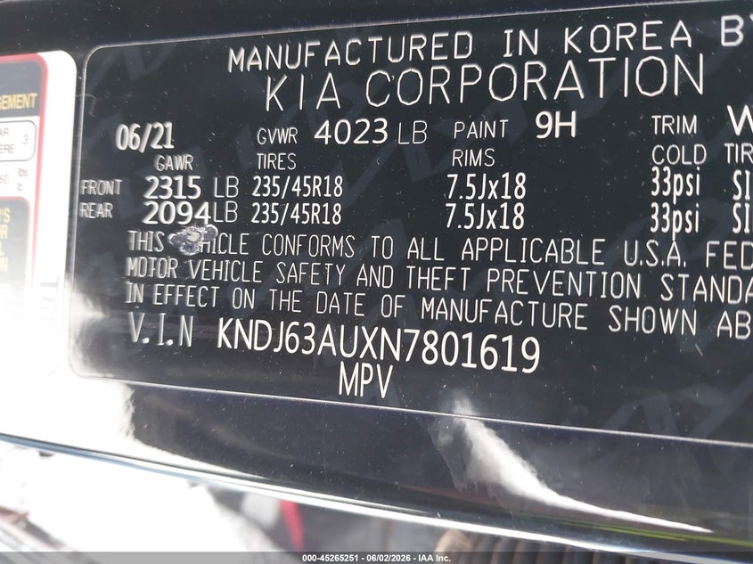 2022 Kia Soul VIN KNDJ63AUXN7801619 IAAI salvage auction — FRONT END, Salvage Title, sold $3,150 on 2026-07-14 (photo 9)