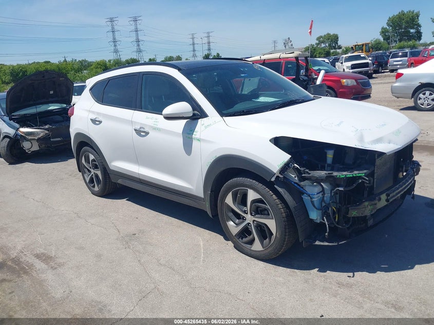 2016 Hyundai Tucson VIN KM8J33A23GU140166 IAAI salvage auction — FRONT END, Salvage (Illinois), sold $1,050 on 2026-07-13 (photo 1)