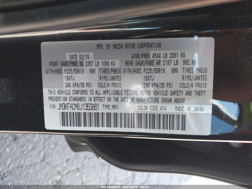 2018 Mazda Cx-5 VIN JM3KFACM8J1353861 IAAI salvage auction — RIGHT FRONT, Salvage (Oregon), sold $7,000 on 2026-07-09 (photo 9)