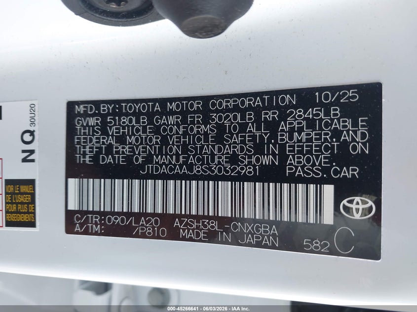 2025 Toyota Crown signia VIN JTDACAAJ8S3032981 IAAI salvage auction — REAR END, Salvage Title, sold $23,500 on 2026-08-01 (photo 9)