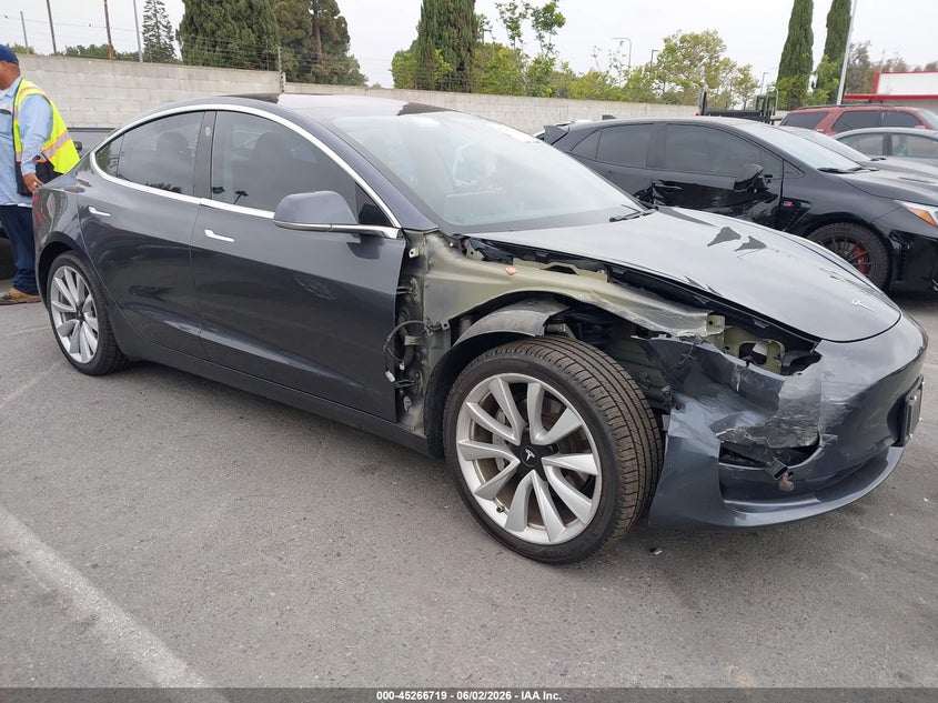 2018 Tesla Model 3 VIN 5YJ3E1EA2JF015107 IAAI salvage auction — RIGHT FRONT, Salvage (California), sold $4,100 on 2026-08-02 (photo 1)