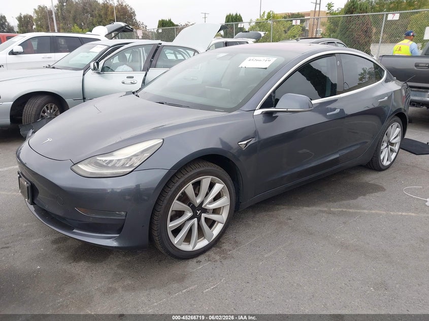 2018 Tesla Model 3 VIN 5YJ3E1EA2JF015107 IAAI salvage auction — RIGHT FRONT, Salvage (California), sold $4,100 on 2026-08-02 (photo 2)