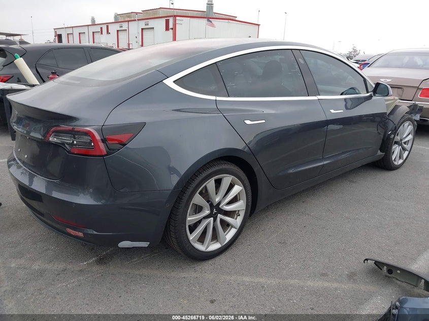 2018 Tesla Model 3 VIN 5YJ3E1EA2JF015107 IAAI salvage auction — RIGHT FRONT, Salvage (California), sold $4,100 on 2026-08-02 (photo 4)