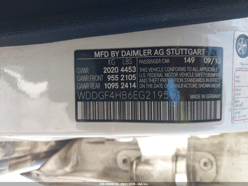 2014 Mercedes-benz C class VIN WDDGF4HB6EG219561 IAAI salvage auction — REAR END, Lien Papers (California), sold $300 on 2026-07-13 (photo 9)