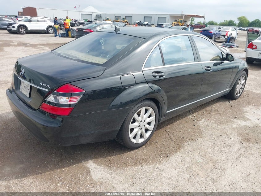 2007 Mercedes-benz S class VIN WDDNG86X67A134509 IAAI salvage auction — HAIL, Original (Texas), sold $3,200 on 2026-07-08 (photo 4)