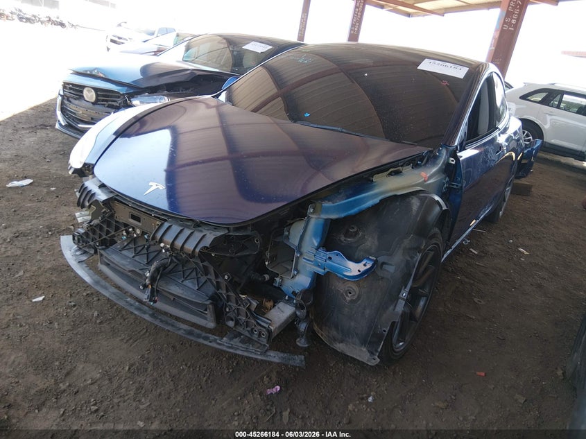 2023 Tesla Model 3 VIN 5YJ3E1EA8PF448990 IAAI salvage auction — LEFT FRONT, Salvage Title, sold $7,550 on 2026-07-09 (photo 2)