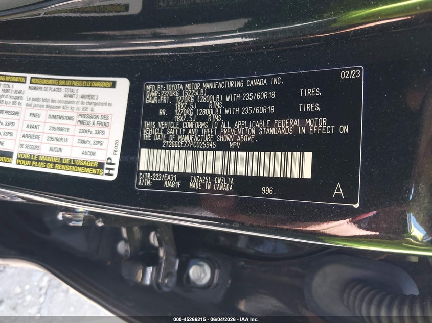 2023 Lexus Nx VIN 2T2GGCEZ7PC025945 IAAI salvage auction — FRONT END, Mv-907A (New York), sold $9,100 on 2026-07-28 (photo 9)