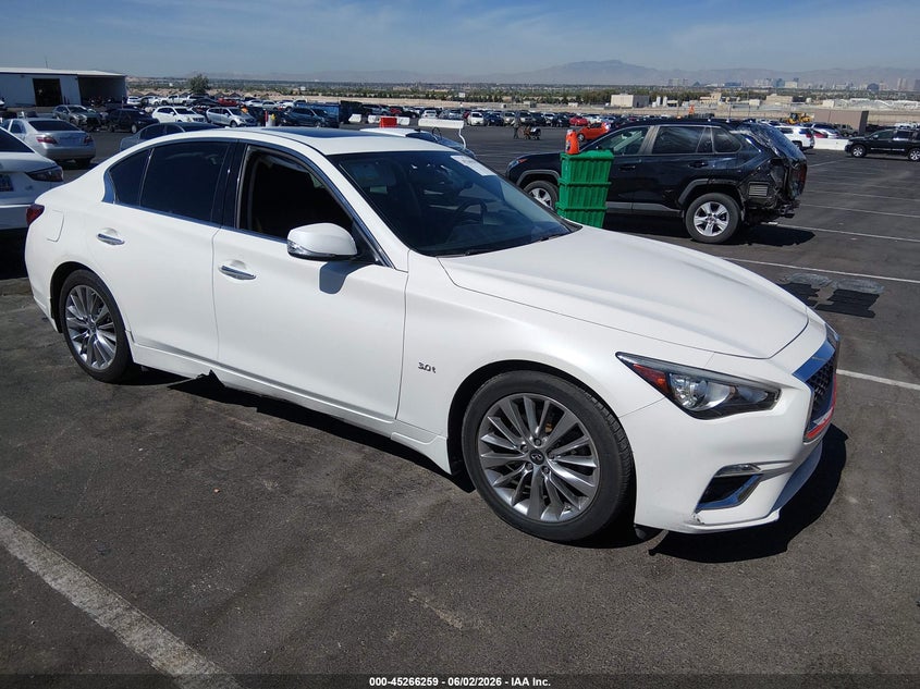 2019 Infiniti Q50 VIN JN1EV7AP9KM513080 IAAI salvage auction — LEFT & RIGHT, Salvage Title, sold $4,500 on 2026-07-17 (photo 1)