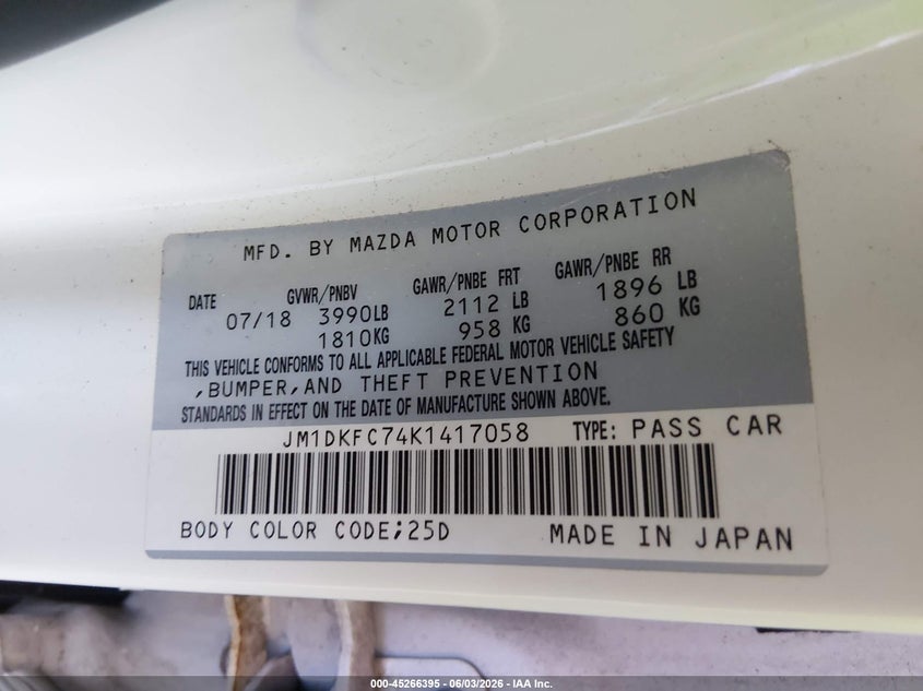 2019 Mazda Cx-3 VIN JM1DKFC74K1417058 IAAI salvage auction — FRONT END, Salvage (Arizona), sold $2,900 on 2026-07-14 (photo 9)