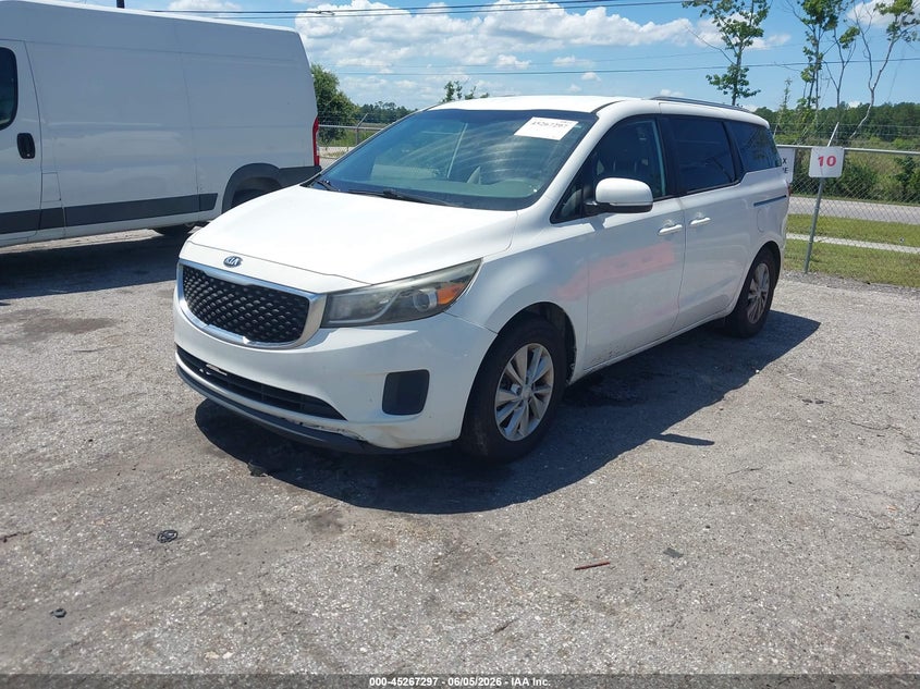 2016 Kia SEDONA VIN KNDMB5C10G6119588 IAAI salvage auction — FRONT & REAR, Clear (Florida), sold $125 on 2026-07-28 (photo 2)