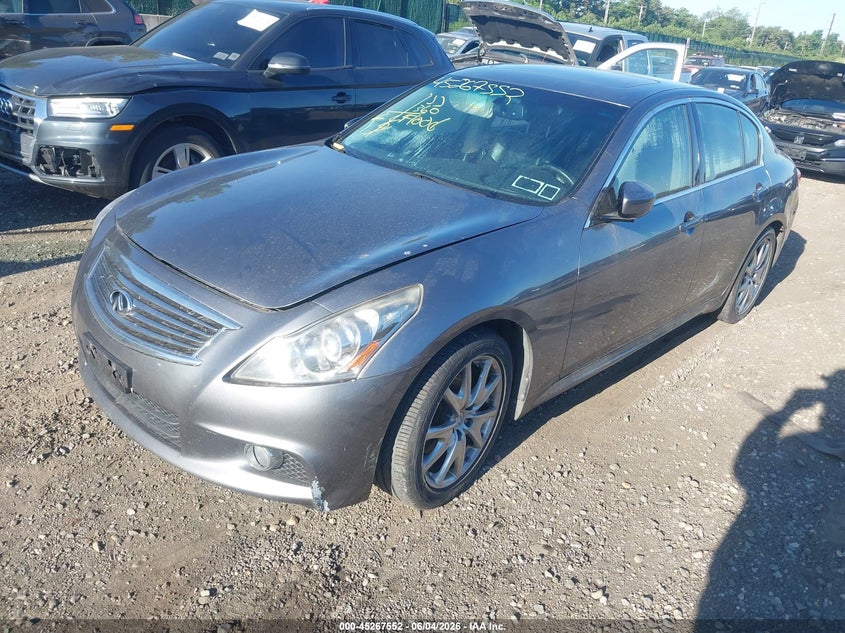 2013 Infiniti G VIN JN1CV6AR6DM755136 IAAI salvage auction — WATER/FLOOD, Salvage Title, sold $25 on 2026-07-28 (photo 2)