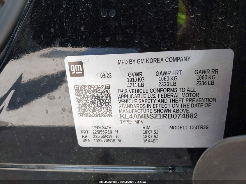 2024 Buick Encore gx VIN KL4AMBS21RB074882 IAAI salvage auction — RIGHT SIDE, Salvage Title, sold $7,700 on 2026-07-13 (photo 9)