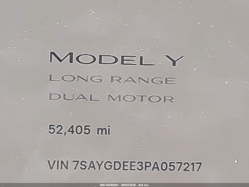 2023 Tesla Model y VIN 7SAYGDEE3PA057217 IAAI salvage auction — RIGHT REAR, Salvage (California), sold $10,550 on 2026-07-06 (photo 7)