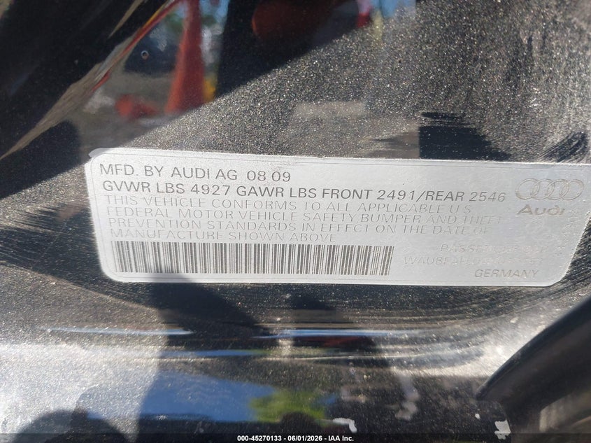 2010 Audi A4 VIN WAUBFAFL0AN017753 IAAI salvage auction — NORMAL WEAR, Salvage Title (New York), sold $450 on 2026-07-07 (photo 9)
