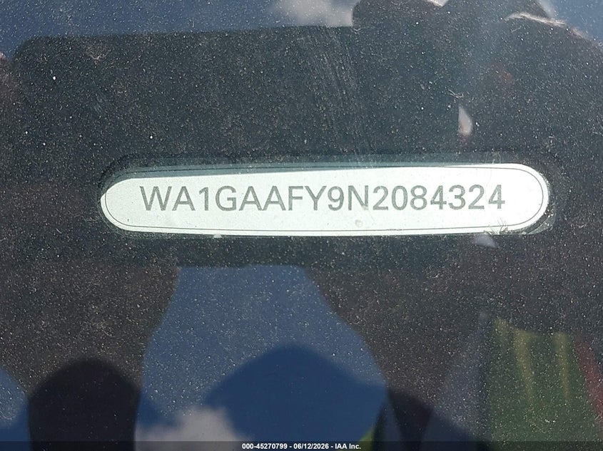 2022 Audi Q5 VIN WA1GAAFY9N2084324 IAAI salvage auction — REAR END, Salvage Title, sold $5,100 on 2026-07-28 (photo 9)