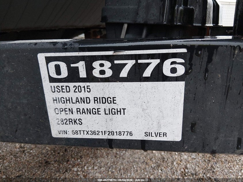 2015 Open range Rv VIN 58TTX3621F2018776 IAAI salvage auction — SIDE, Wait Title, sold $1,650 on 2026-09-23 (photo 9)