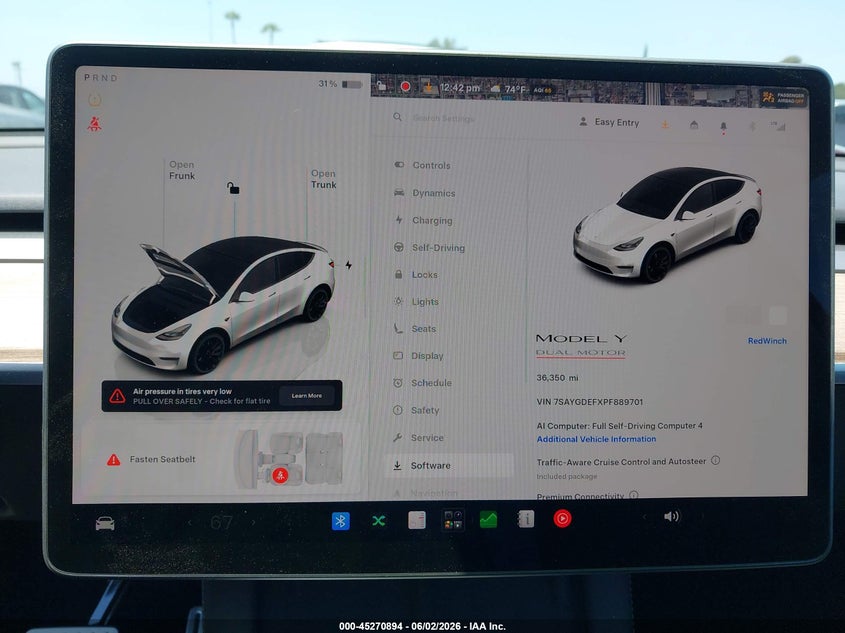 2023 Tesla Model y VIN 7SAYGDEFXPF889701 IAAI salvage auction — LEFT FRONT, Salvage Title, sold $13,100 on 2026-07-10 (photo 7)