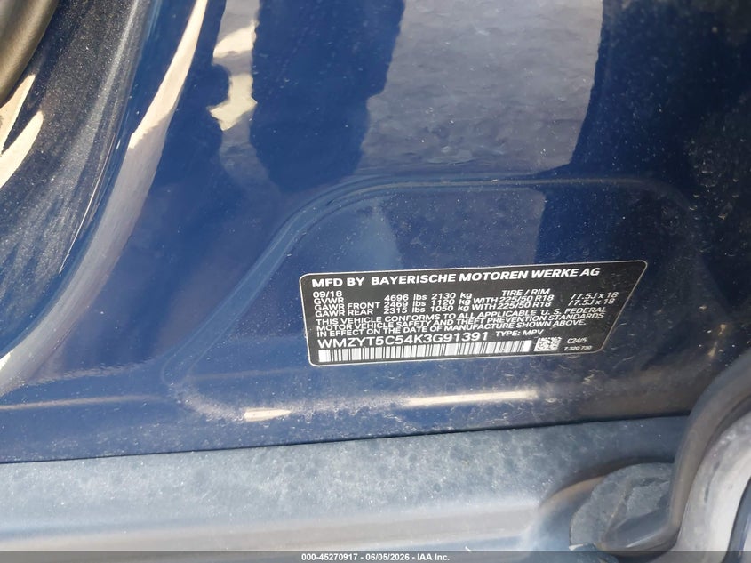 2019 Mini Countryman VIN WMZYT5C54K3G91391 IAAI salvage auction — FRONT END, Salvage Title, sold $3,200 on 2026-07-10 (photo 9)