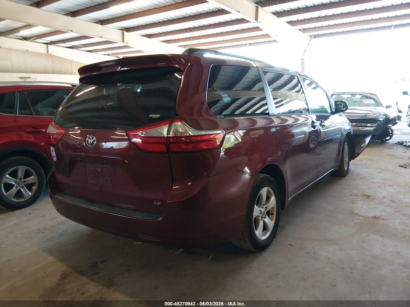 2015 Toyota Sienna VIN 5TDKK3DC6FS542122 IAAI salvage auction — FRONT END, Salvage Title, sold $1,450 on 2026-07-09 (photo 4)