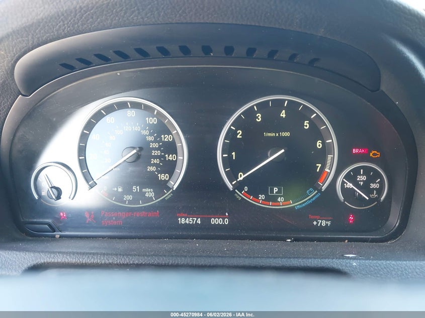 2012 BMW 5er VIN WBASP2C55CC338727 IAAI salvage auction — FRONT END, Salvage Title, sold $450 on 2026-07-09 (photo 7)