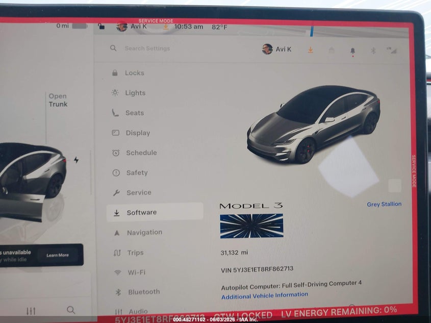 2024 Tesla Model 3 VIN 5YJ3E1ET8RF862713 IAAI salvage auction — SIDE, Salvage Title, sold $15,700 on 2026-09-03 (photo 7)