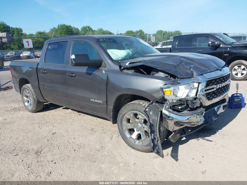 2022 Ram 1500 VIN 1C6SRFFT2NN381953 IAAI salvage auction — FRONT END, Salvage Title, sold $8,000 on 2026-07-19 (photo 1)