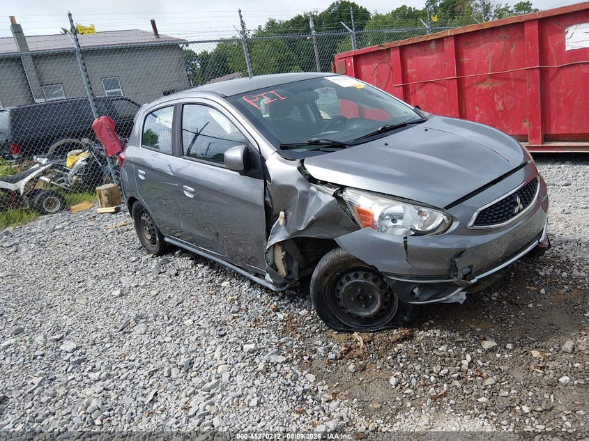 2019 Mitsubishi Mirage VIN ML32A3HJXKH012927 IAAI salvage auction — LEFT & RIGHT, Salvage (West Virginia), sold $400 on 2026-07-18 (photo 1)