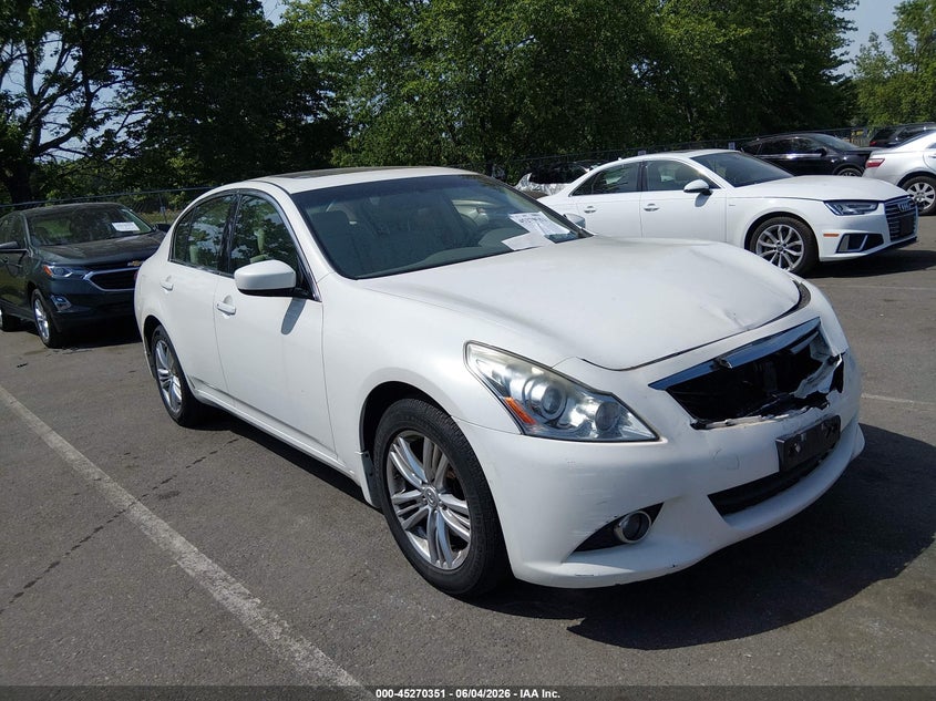 2011 Infiniti G25 VIN JN1DV6AR7BM653846 IAAI salvage auction — FRONT END, Salvage (New Jersey), sold $875 on 2026-07-27 (photo 1)