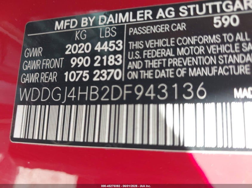 2013 Mercedes-benz C-klasse VIN WDDGJ4HB2DF943136 IAAI salvage auction — REAR END, Original (Texas), sold $3,950 on 2026-08-10 (photo 9)