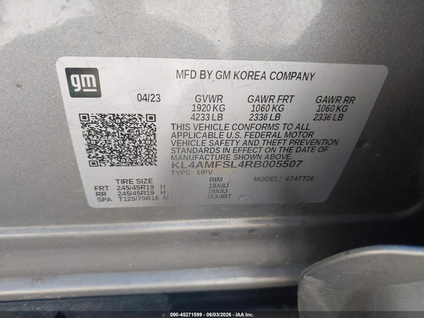 2024 Buick Encore gx VIN KL4AMFSL4RB005507 IAAI salvage auction — FRONT END, Salvage Title, sold $5,400 on 2026-07-10 (photo 9)