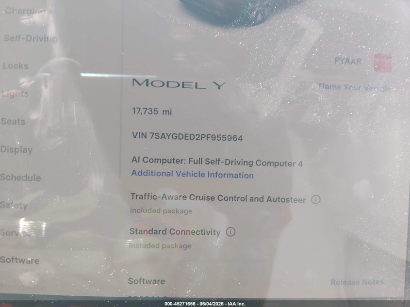 2023 Tesla Model y VIN 7SAYGDED2PF955964 IAAI salvage auction — RIGHT SIDE, Salvage Title, sold $7,800 on 2026-09-10 (photo 7)