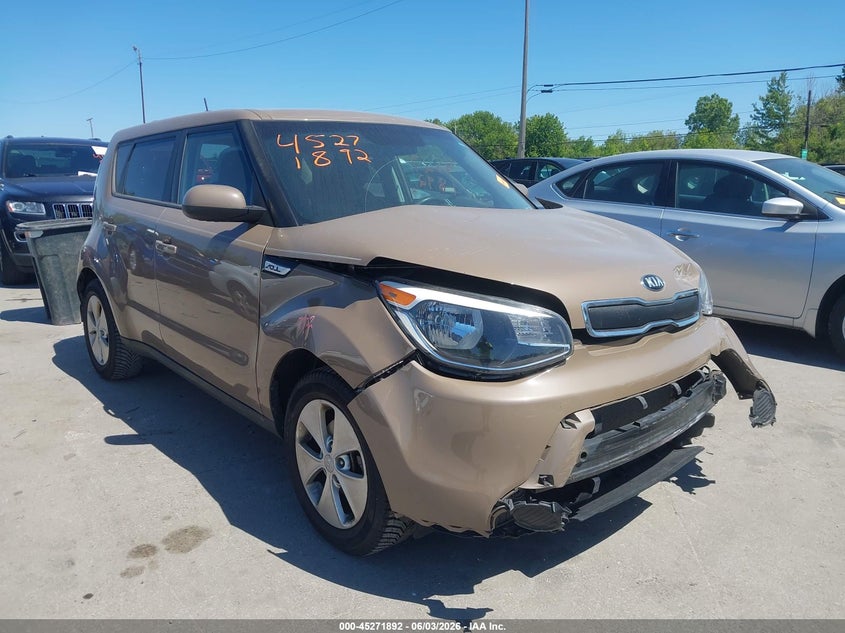 2015 Kia Soul VIN KNDJN2A22F7143386 IAAI salvage auction — FRONT END, Salvage Title, sold $900 on 2026-07-07 (photo 1)