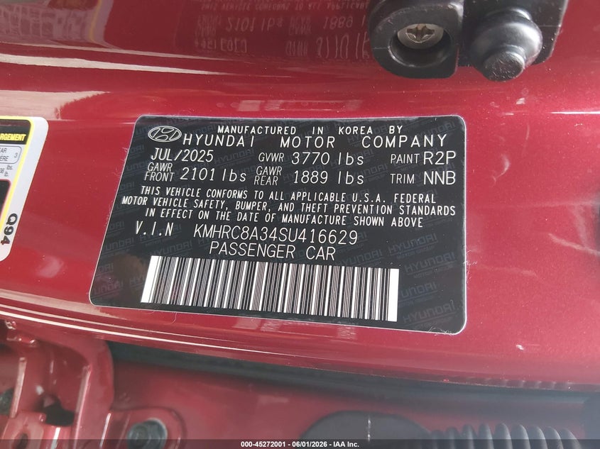 2025 Hyundai Venue VIN KMHRC8A34SU416629 IAAI salvage auction — FRONT END, Salvage Title, sold $5,850 on 2026-07-15 (photo 9)
