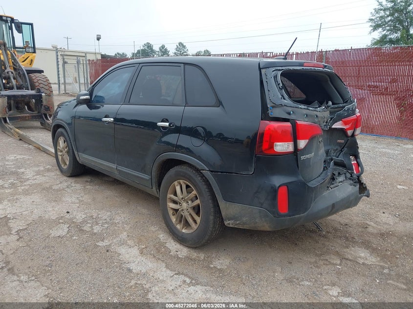 2014 Kia Sorento VIN 5XYKT3A61EG428651 IAAI salvage auction — REAR END, Salvage Title, sold $425 on 2026-07-16 (photo 3)