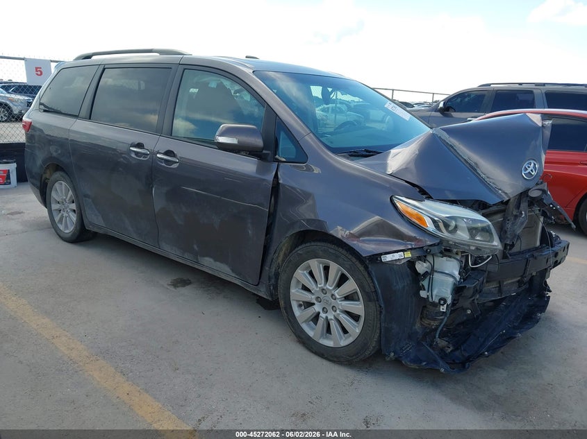2015 Toyota Sienna VIN 5TDYK3DC9FS586755 IAAI salvage auction — FRONT END, Salvage Title, sold $6,700 on 2026-07-16 (photo 1)