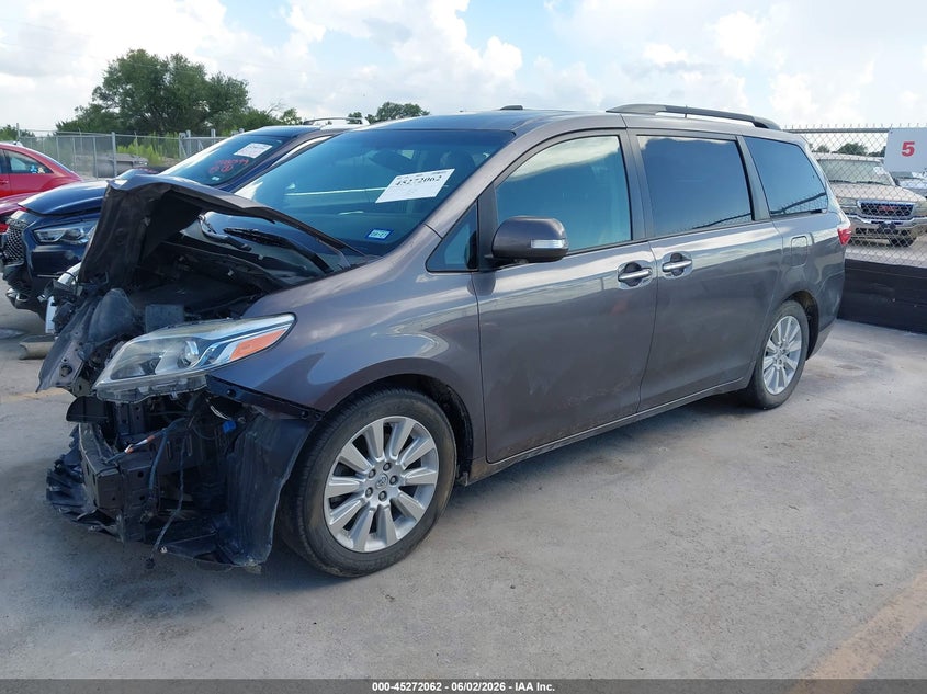 2015 Toyota Sienna VIN 5TDYK3DC9FS586755 IAAI salvage auction — FRONT END, Salvage Title, sold $6,700 on 2026-07-16 (photo 2)