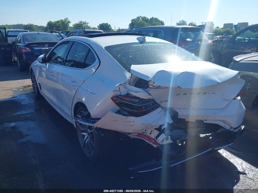 2022 Genesis G70 VIN KMTG34TA7NU091027 IAAI salvage auction — REAR END, Salvage (North Carolina), sold $5,700 on 2026-07-29 (photo 3)