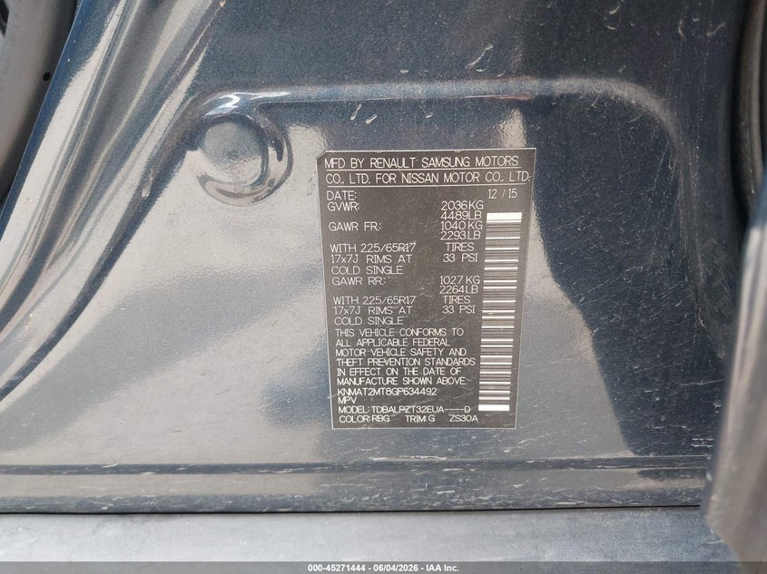 2016 Nissan Rogue VIN KNMAT2MT8GP634492 IAAI salvage auction — FRONT END, Salvage (Texas), sold $700 on 2026-07-28 (photo 9)