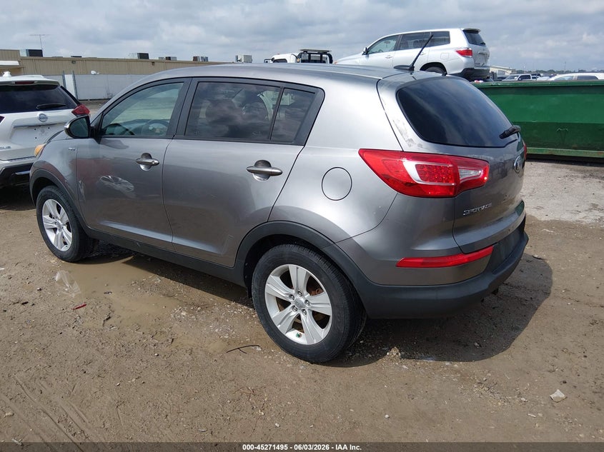 2013 Kia Sportage VIN KNDPBCA26D7364253 IAAI salvage auction — HAIL, Salvage Title, sold $1,800 on 2026-07-11 (photo 3)