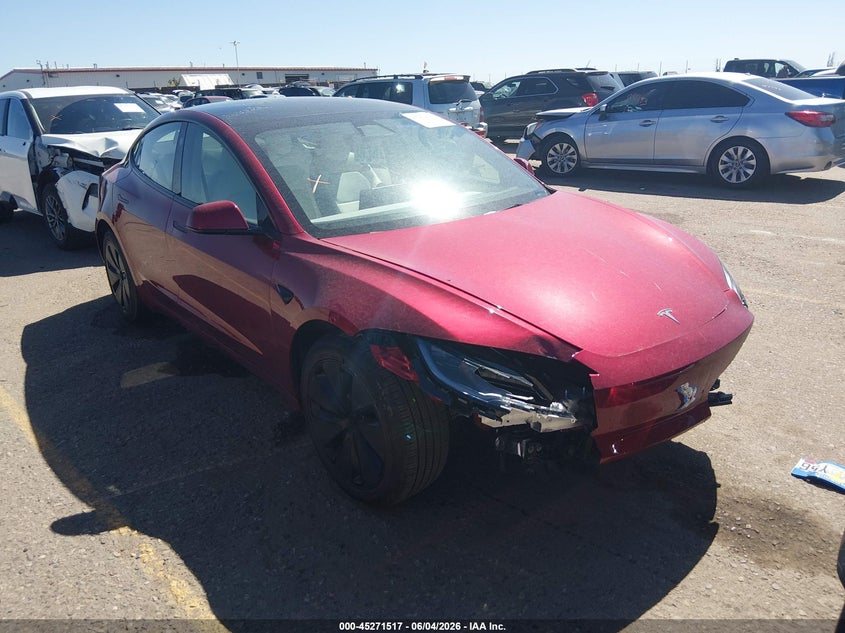 2025 Tesla Model 3 VIN 5YJ3E1EAXSF030407 IAAI salvage auction — FRONT & REAR, Salvage Title, sold $17,100 on 2026-07-07 (photo 1)