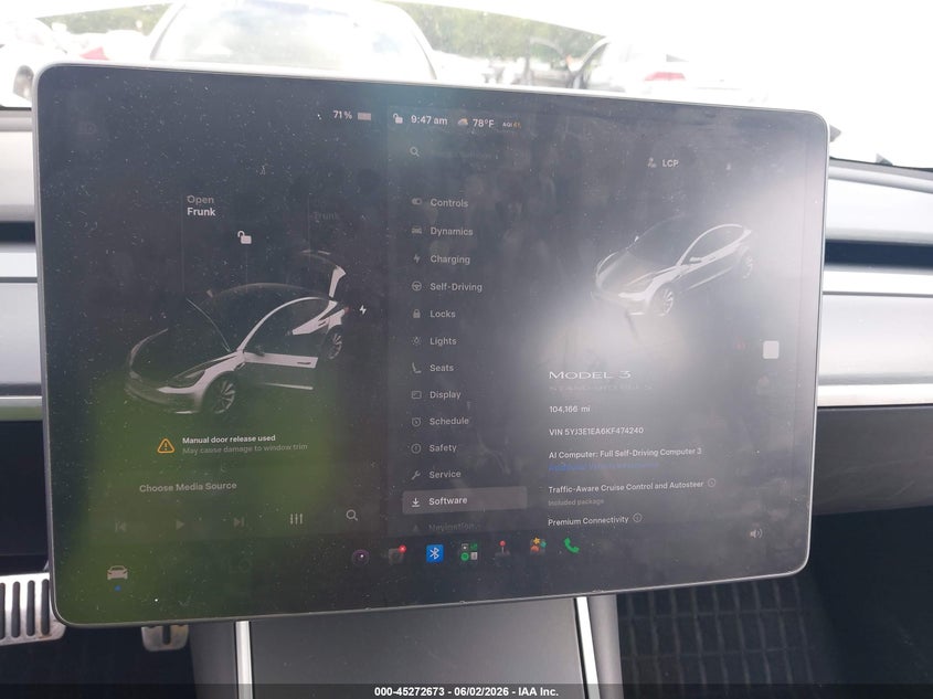 2019 Tesla Model 3 VIN 5YJ3E1EA6KF474240 IAAI salvage auction — FRONT END, Salvage Title, sold $3,300 on 2026-07-23 (photo 7)
