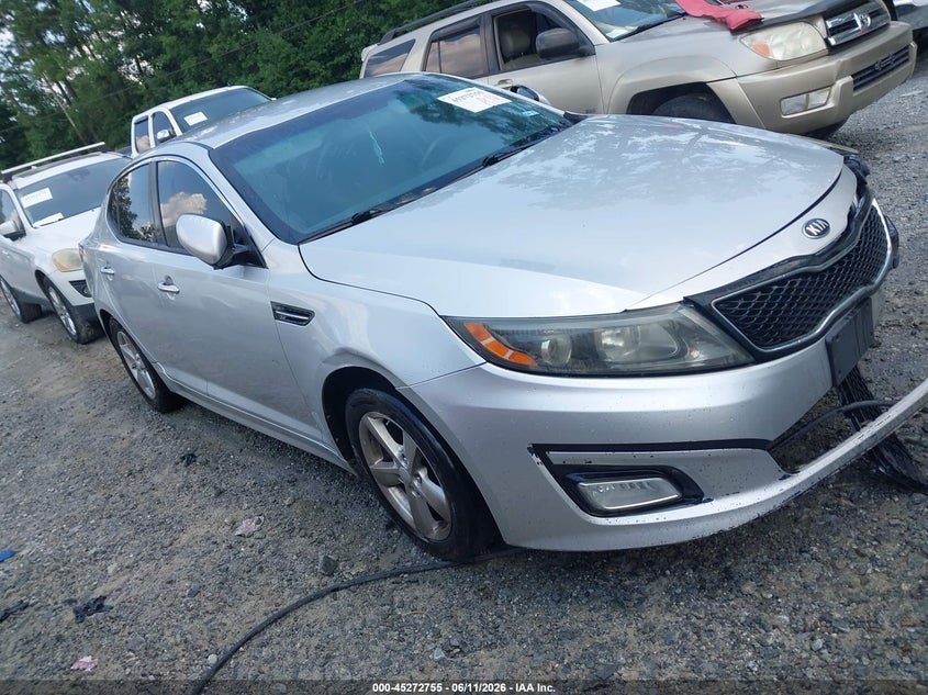2014 Kia Optima VIN 5XXGM4A70EG329941 IAAI salvage auction — FRONT END, Clear (Texas), sold $400 on 2026-07-07 (photo 1)