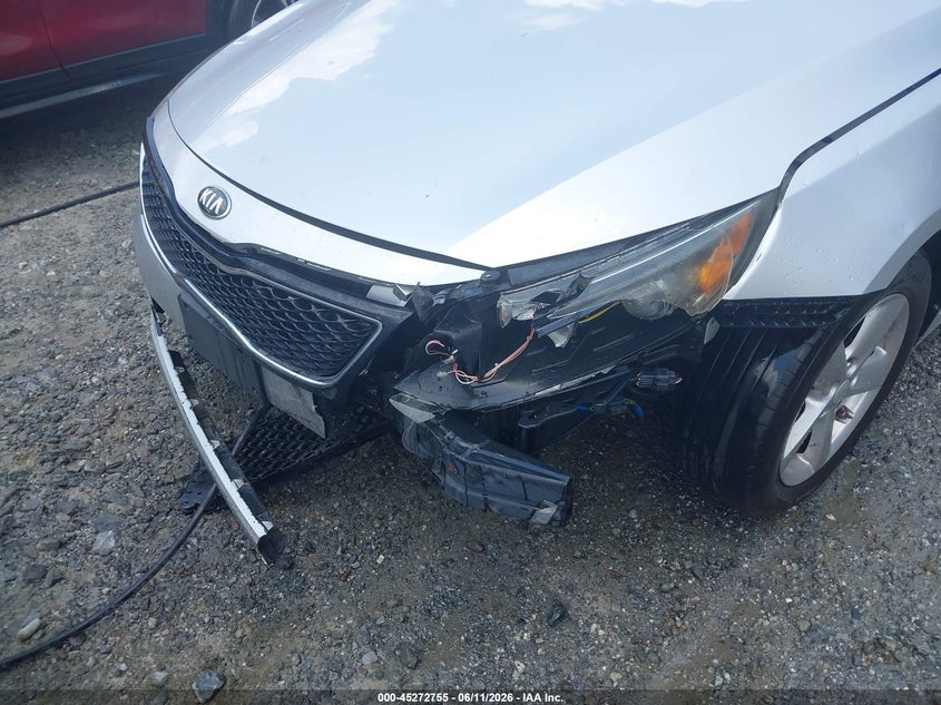 2014 Kia Optima VIN 5XXGM4A70EG329941 IAAI salvage auction — FRONT END, Clear (Texas), sold $400 on 2026-07-07 (photo 6)