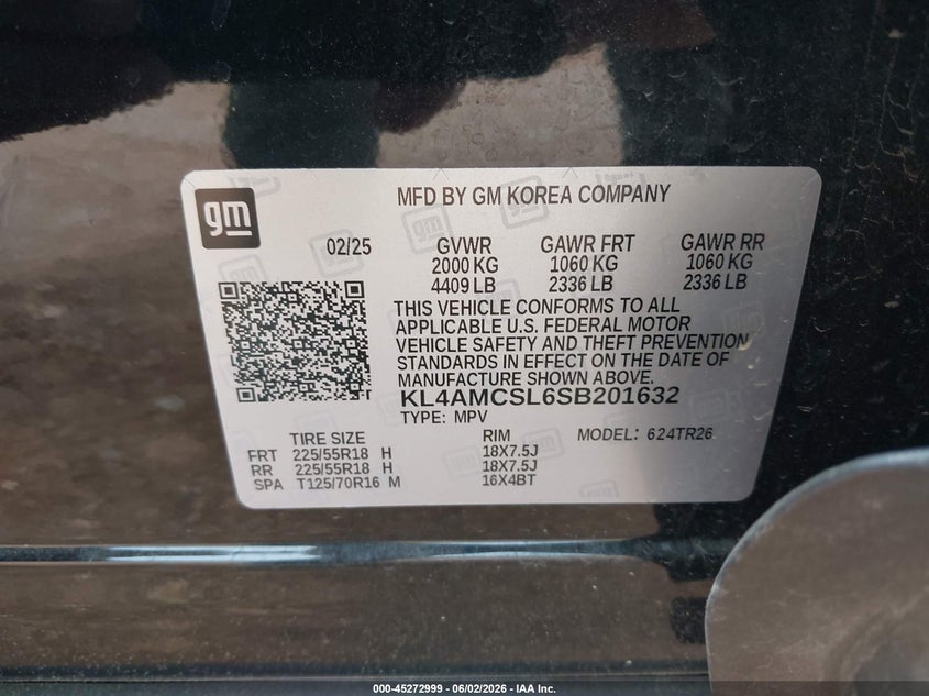 2025 Buick Encore gx VIN KL4AMCSL6SB201632 IAAI salvage auction — HAIL, Salvage Title, sold $11,000 on 2026-08-17 (photo 9)
