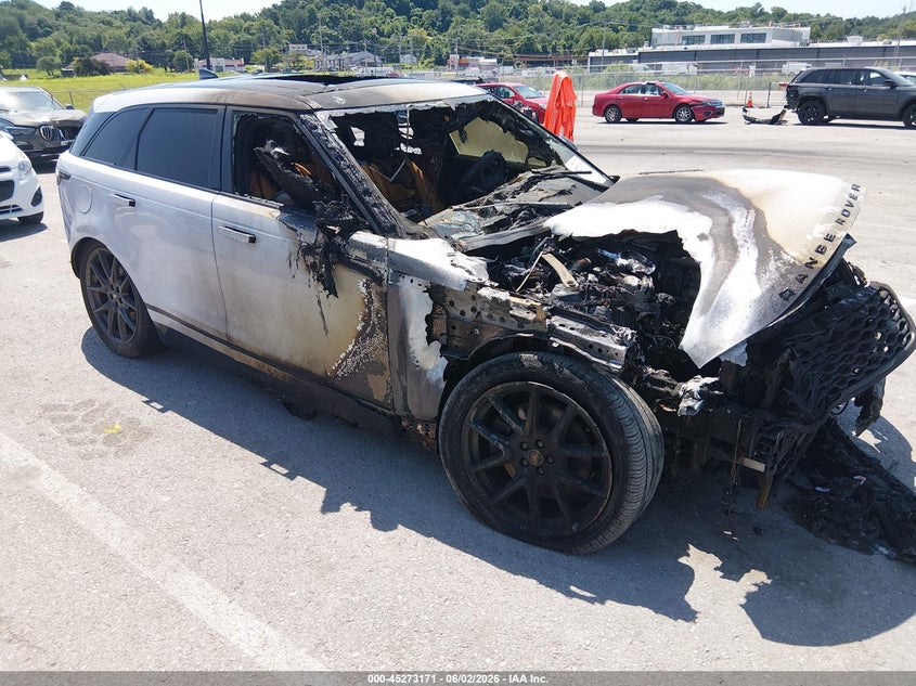 2021 Land rover Range rover velar VIN SALYT2EU0MA310577 IAAI salvage auction — Burn Engine, Salvage Title, sold $675 on 2026-07-21 (photo 1)