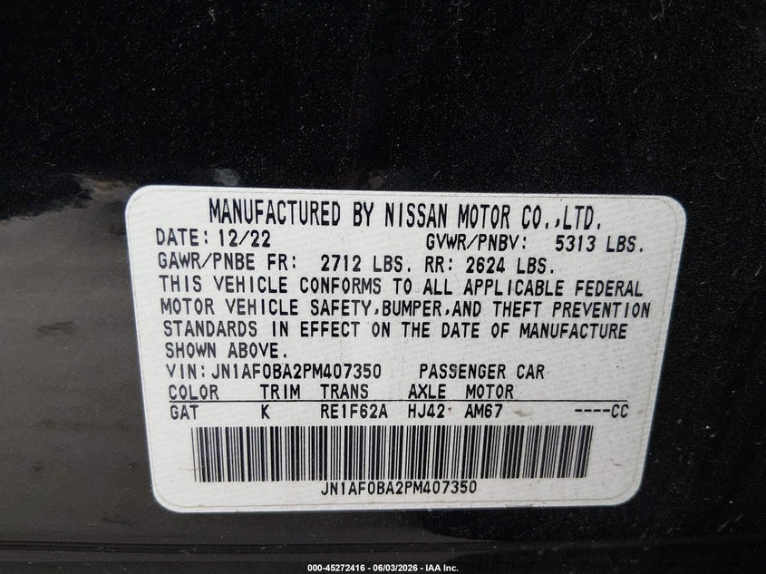 2023 Nissan Ariya VIN JN1AF0BA2PM407350 IAAI salvage auction — REAR END, Salvage Title, sold $8,900 on 2026-08-13 (photo 9)